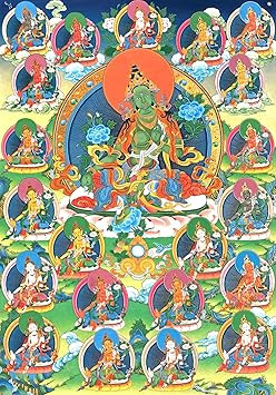 TA  21 Tara Dolma Canvas Print, Tibetan Buddhist Thangka Painting (13X18 Inch)