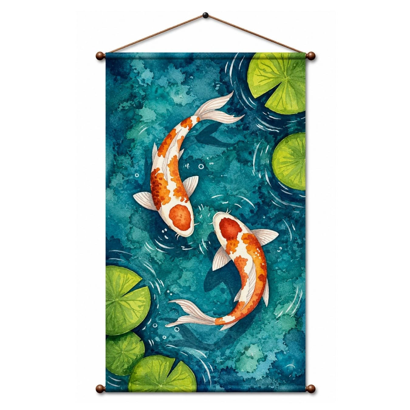 TA  Adorvue Koi Fish Tapestry Wall Hanging for Living Room & Bedroom | Japanese Pond Wall Decor with Watercolor Koi & Lotus Leaves | Aesthetic Fabric Tapestry for Home, Office & Zen Decor 20x30 Inch