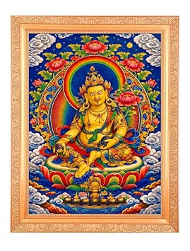 TA Yellow Jambhala Thangka Divine Digital Print Photo In Artwork Frame (11 x 14 Inch) OR(27.94 X 35.56 Cm) Religious Gifting