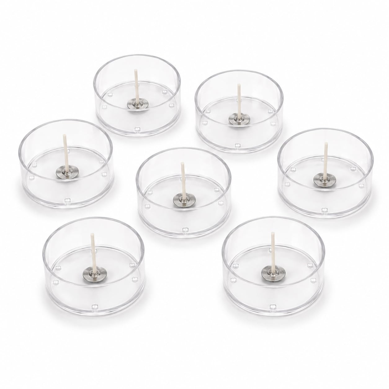 TA Ignique Pack of 10 Plastic/Acrylic/Polycarbonate Jumbo/Big Circle Shape Empty Tealight Cups/Containers with 10 Candle Wicks (1-Inch) for DIY Candle Making (Pack of 10, Big Round)