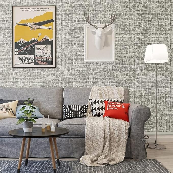 TA  3D Foam Wallpaper for Walls Roll Sticker I Linen Wallpaper for Walls Textured Full Wall, Furniture (1 Pc) Fabric, Waterproof, Large (Light Grey, 1 Piece of 3 Meter x 0.7 Meter)