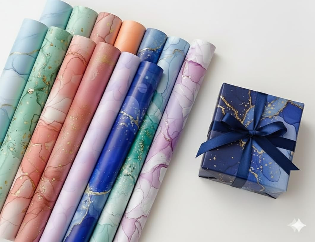 TA  AccuPrints Pack of 6 Gift Wrapping Paper Sheet - Gift Paper - Gift Wrap Roll - Gift Papers Sheets - Gift Cover Rapping Paper -Premium Design Paper sheet for Gift Packing, Mix, Multicolor