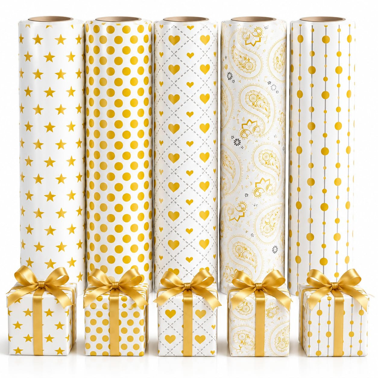 TA Premium Assorted Gift Wrapping Paper Set – 10 Sheets (19 x 27.5 Inch) | 5 Elegant Designs (2 Sheets Each) | Gift Paper Rolls | Decorative Gift Wrap for Birthday, Anniversary, Wedding & Festivals