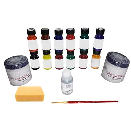 TA Premium Acramine Dye Color Set with Binder & Chemicals – 10 Shades (50ml Each) + 250ml Binder Paste + Fixer – Bright, Fast Colors for Textile Printing, Tie & Dye, Fabric Painting & DIY Crafts