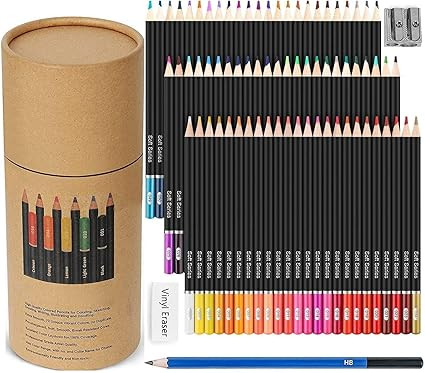 TA 145 Pcs Coloured Pencils Set, Drawing Pencils & Sketching Kit with Graphite, Metallic Color, Water-Soluble Color Pencils for smudge free look (Round pencil color set, 74)