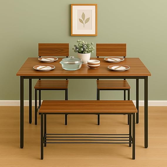 TA Compact Dining Table 4 Seater Set | Steel Dining Table for Small Homes | Space-Saving Furniture for 2–4 Person Dining