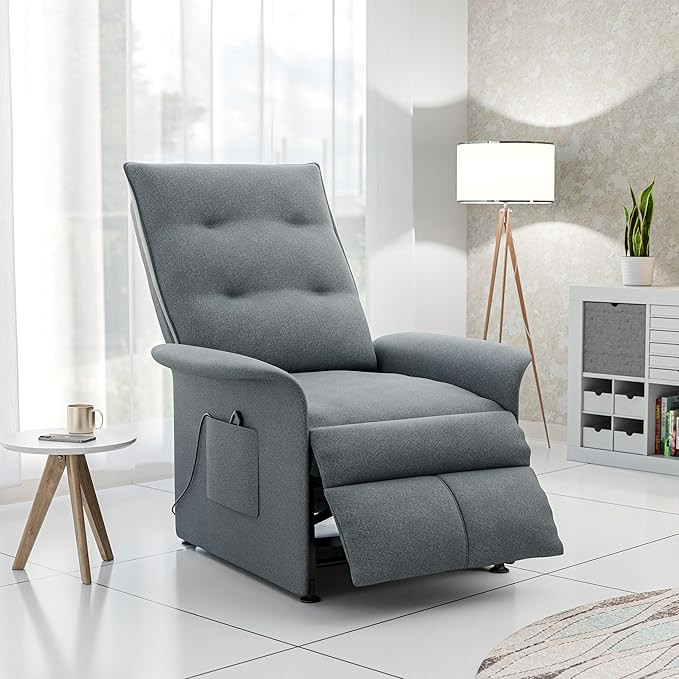 TA Single Seater Electric Motorized Recliner Chair with Luxuriously Padded Body and Premium Comfort | Suede Fabric|3 Years Warranty (Dark Grey) with Installation
