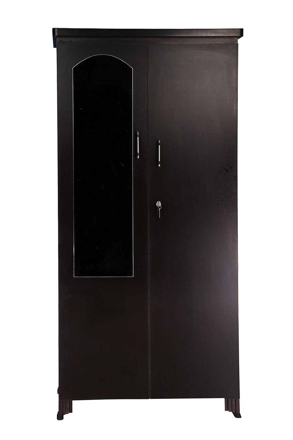 TA  Generic Hudson Mark Multipurpose Storage Wooden Almirah Cabinet Wardrobe With Mirror, Drawers & 2 Doors-Dark Walnut Color