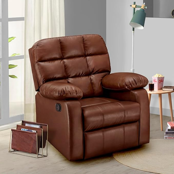 TA RX5 Designed by Duroflex - Single Seater Leatherette Manual Recliner with Durable Spring Support | Stylish Upholstery | Snug Fit for Luxurious Comfort (Glossy Sandy Swag)