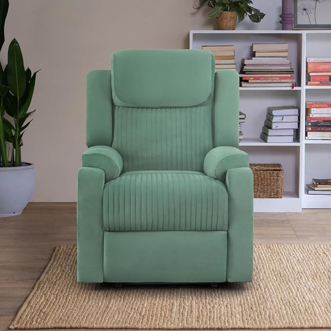 TA  RX6 Designed by Duroflex - Single Seater Suede Fabric Recliner (Basil Green) |3 Modes of Comfort |High Back Rest for Extra Neck & Lumbar Support |Premium Pocket Springs for Plush Feeling