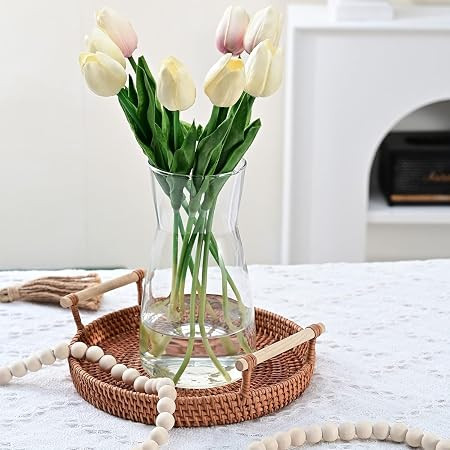 TA Decorative Glass Vase for Flowers Plants Home Decor Office Living Table Decorations, Vases for Home Decor, Clear Glass Vase,Modern - (Clear9 Inches)