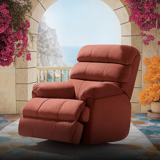 TA Avalon Posture Pro Single Seater Leatherette Motorized Rocking & Rotating Recliner | 3 Year Warranty | Pocket Spring Support | 2 Zone Backrest | 270⁰ Rotation - Tan