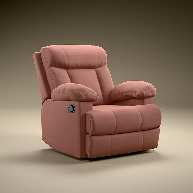 TA Single Seater Manual Recliner Sofa | Ultra Soft Suede Fabric | Recline & Relax (R1) | Oversized Leg Rest & Cushioned Lumbar | 1 Year Warranty (Vintage Rose) | DIY Easy Assembly