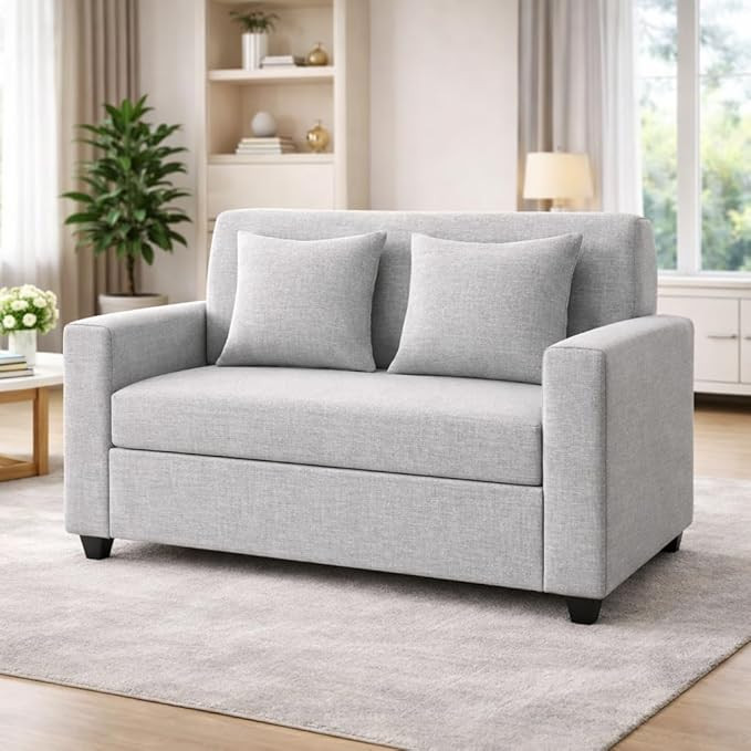 TA 2 Seater Fabric Sofa | Sofa for Living Room & Home | Furniture for Office & Hotels | Fabric Color - Light Grey