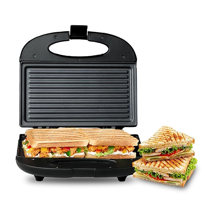 TA  MILTON Express 800 Watt Grill Sandwich Maker | Electric Toaster Griller Sandwich Maker | Non Stick Coating Grill Plates | Power Indicators | 1 Year Warranty | Black