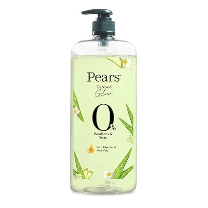 TA Pears 98% Pure Glycerin Detoxed Glow Body Wash with Aloe Vera and 0% Parabens & Soap for a Detoxed Glow, 750ml