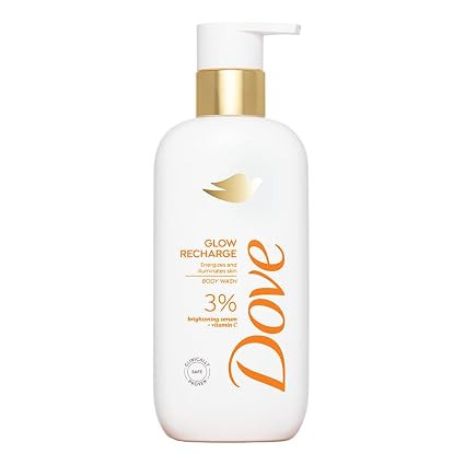 TA DOVE Glow Recharge Serum Body Wash, 300 ml, for Glowing and Refined Skin, with 3% Brightening Serum and Vitamin C, Dermatologist Co-Created, Sulfate-Free