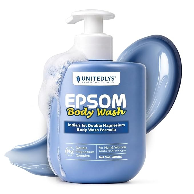 TA UNITEDLYS Epsom Body Wash with India’s 1st Double Magnesium Complex 300ML | Epsom Salt Refreshing Shower Gel for Recovery & Deep Cleansing | Menthol, Turmeric & Arnica Infused Formula | Suitable for All Skin Type