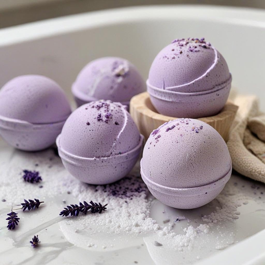 TA Lavender Buds Bath Bombs for Bath Tub - Pack of 6-75g Each - Refreshing Hydrating Enchanting Aromatic Bath Bombs - Perfect Lavender-Fizzy Gift Set - Moisturizing Spa Experience