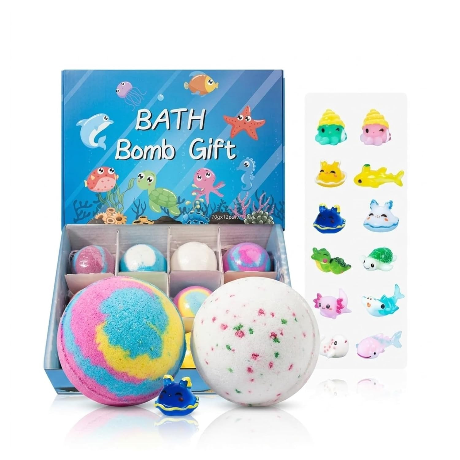 TA Kids Bath Bombs with Surprise Toy Inside, Pack of 2 Fizzy Bath Bombs, Random Color & Hidden Toy Reveal, Moisturizing Bath Fizzers for Boys & Girls, Fun Bath Time Gift Set