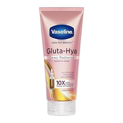 TA Vaseline Gluta-Hya Dewy Radiance Lotion for Face & Body | Gives Brighter Skin | Glutathione & Niacinamide Infused Moisturizer, 200ml