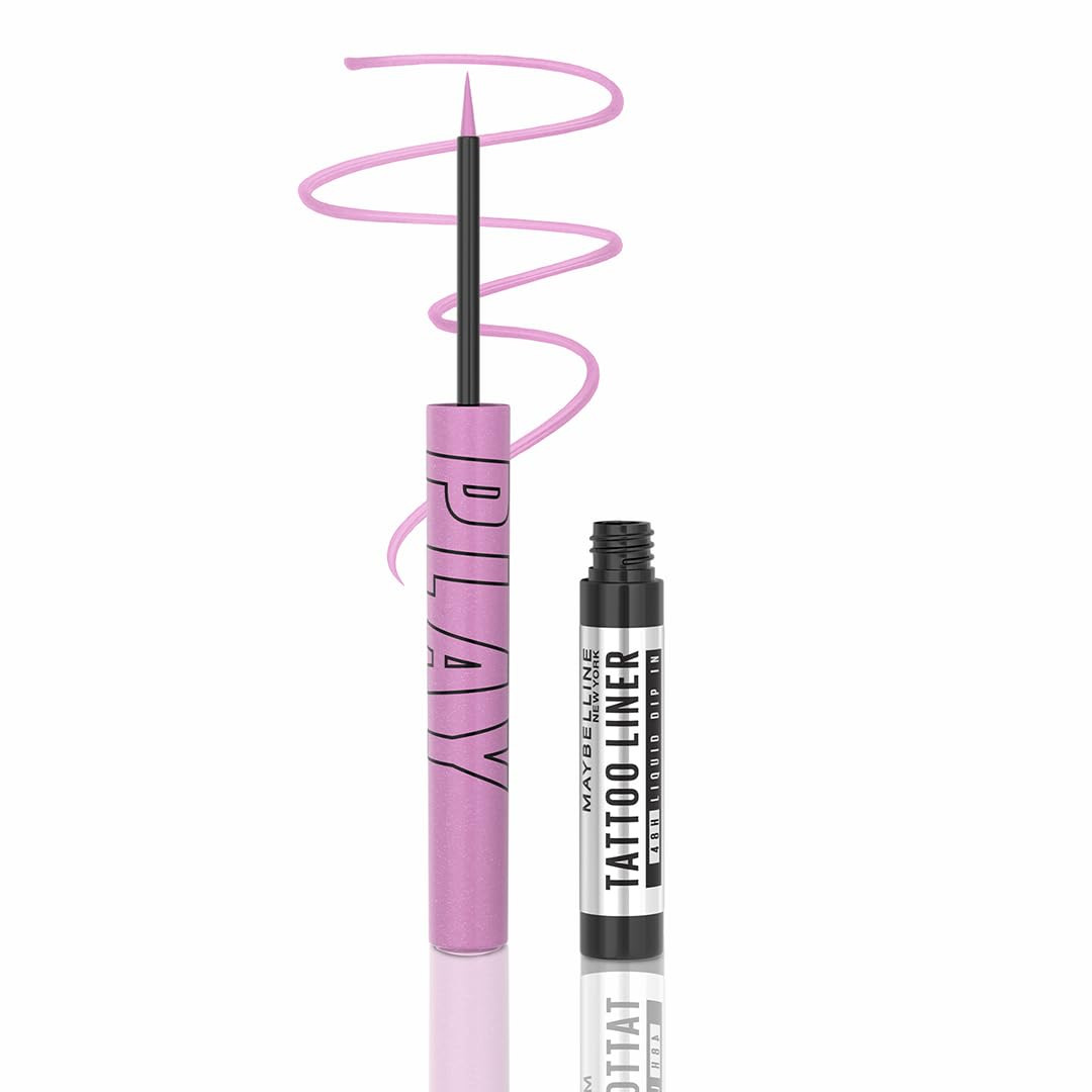 TA Maybelline Tattoo Play Purple Longwear Liquid Eyeliner, Metallic Finish | Longwear Waterproof Eyeliner, Matte Finish