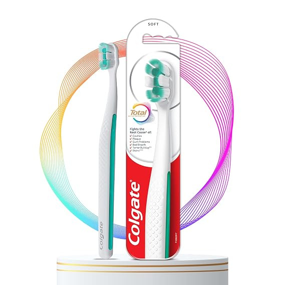 TA Colgate Total Foaming Cleaning Toothbrush | Fights the root cause of Cavities, Plaque, Gum Problems, Stains, Tartar