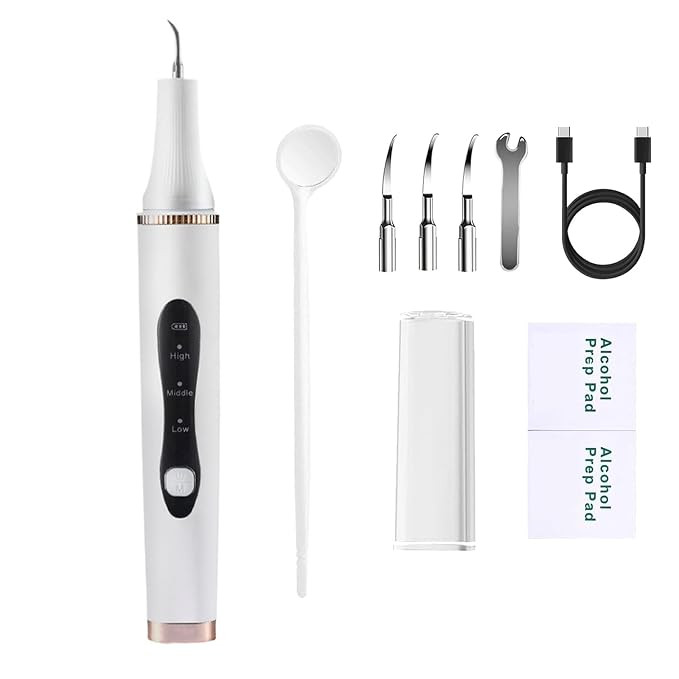 TA Teeth Whitening Kit Electric Tartar Remover with LED, 4 Replacement Heads & 3 Modes, IPX7 Waterproof, Dental Care for Teeth Cleaning for Adults, Children, and Pets