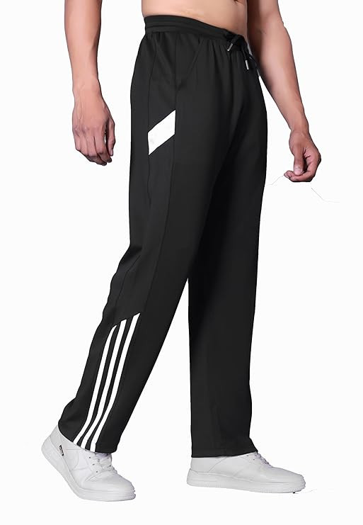 TA Men's Striped Pattern Spandex Track Pant with Full Length Drawstring Closure Type and Loose Fit Jogger Style