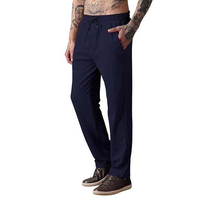TA  Men Mid-Rise Straight Fit Track Pants for Men | Stretchable Gym Wear Joggers | Casual Sports Track Pant with Pockets & Drawstring