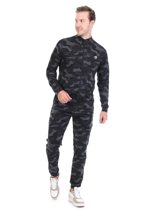 TA Men's Athletic Gym Running Sports Tracksuit | Regular Fit Sportswear | Nylon Zip Closure | Stand Collar Design | 2 Side Zipper Pockets | Comfortable & Stylish Track Suit for Men