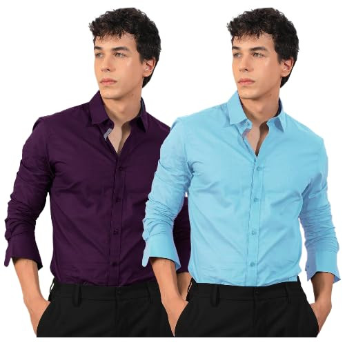 TA Men's Solid Cotton Formal Shirt | Plain | Full Sleeve - Regular Fit (Available in Plus Sizes and Combo Pack of 2)