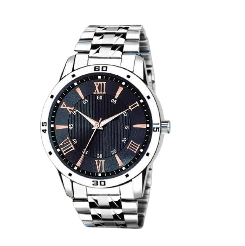 TA Men's Premium Analog Watch with Roman Number Markers and Stainless Steel Chain Strap.
