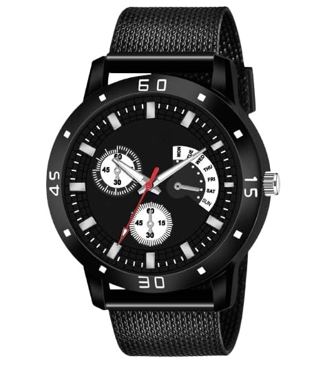 TA Men's Premium Analog Watch with Roman Number Markers and Stainless Steel Chain Strap.