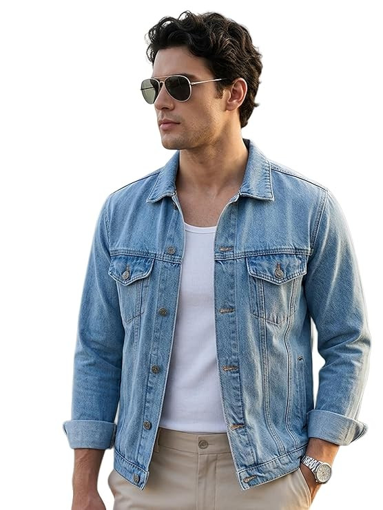 TA  Men's Regular Fit Washed Full Sleeve Denim Jacket