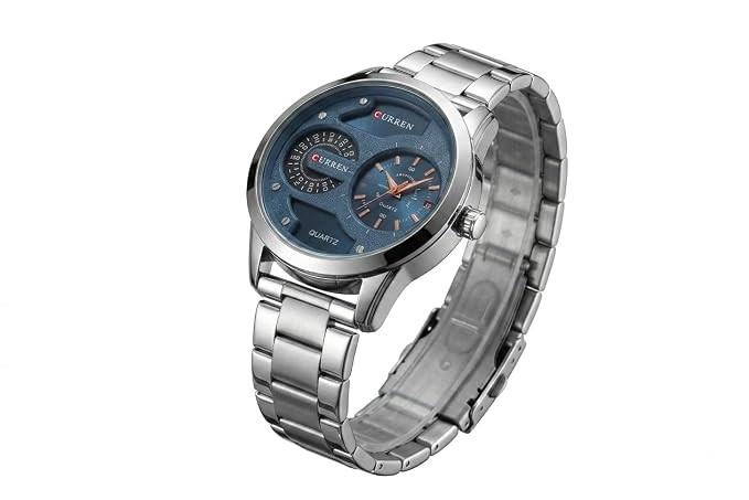 TA Stainless Steel Chronograph Luxury Analogue Watch for Men with Blue Dial | Premium Men's Wrist Watch | Fashion Business Timepiece | Durable Steel Strap | Elegant Everyday Watch.