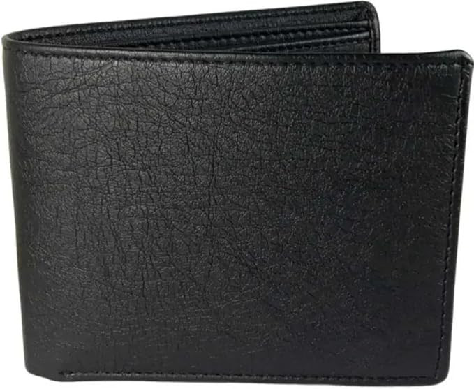 TA Classic Black Leather Bifold Wallet, Multiple Card Slots, Currency Compartment, Slim Design for Men