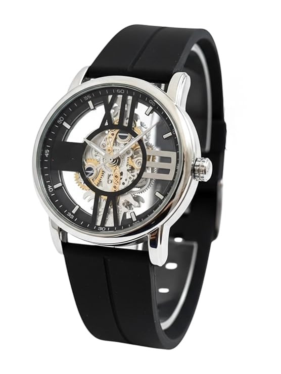 TA Transparent Dial Skeleton Display Quartz Wristwatch| Silver Case|Black Silicon Strap, Roman Numbers|Trending Watch |for Boys and Man | Best Gift.