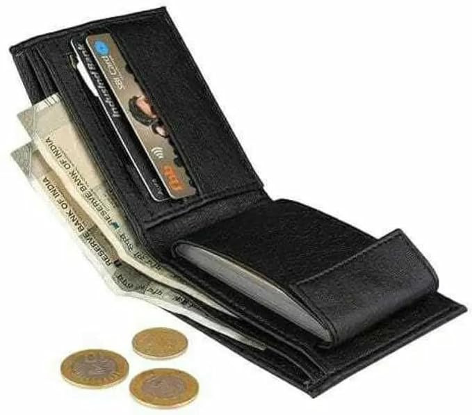 TA Leather Bifold Wallet for Men, Black, Multi Card Slots, RFID Protected, Currency and Coin Holder with Multiple Compartments