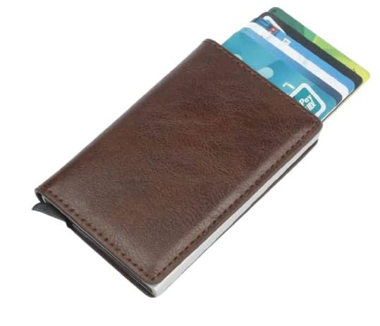 TA  Wallet for Men with Aluminum Card Holder, Slim Minimalist Wallet with Leather Cover, Quick Access Card Ejector