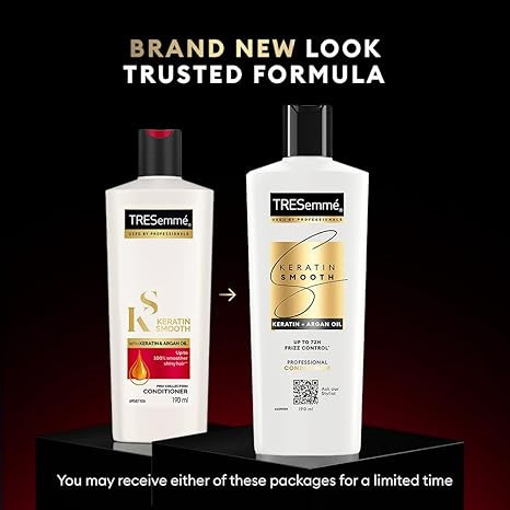TRESemme Keratin Smooth Combo for Long Lasting Frizz Control - 580ml Shampoo and 190ml Conditioner