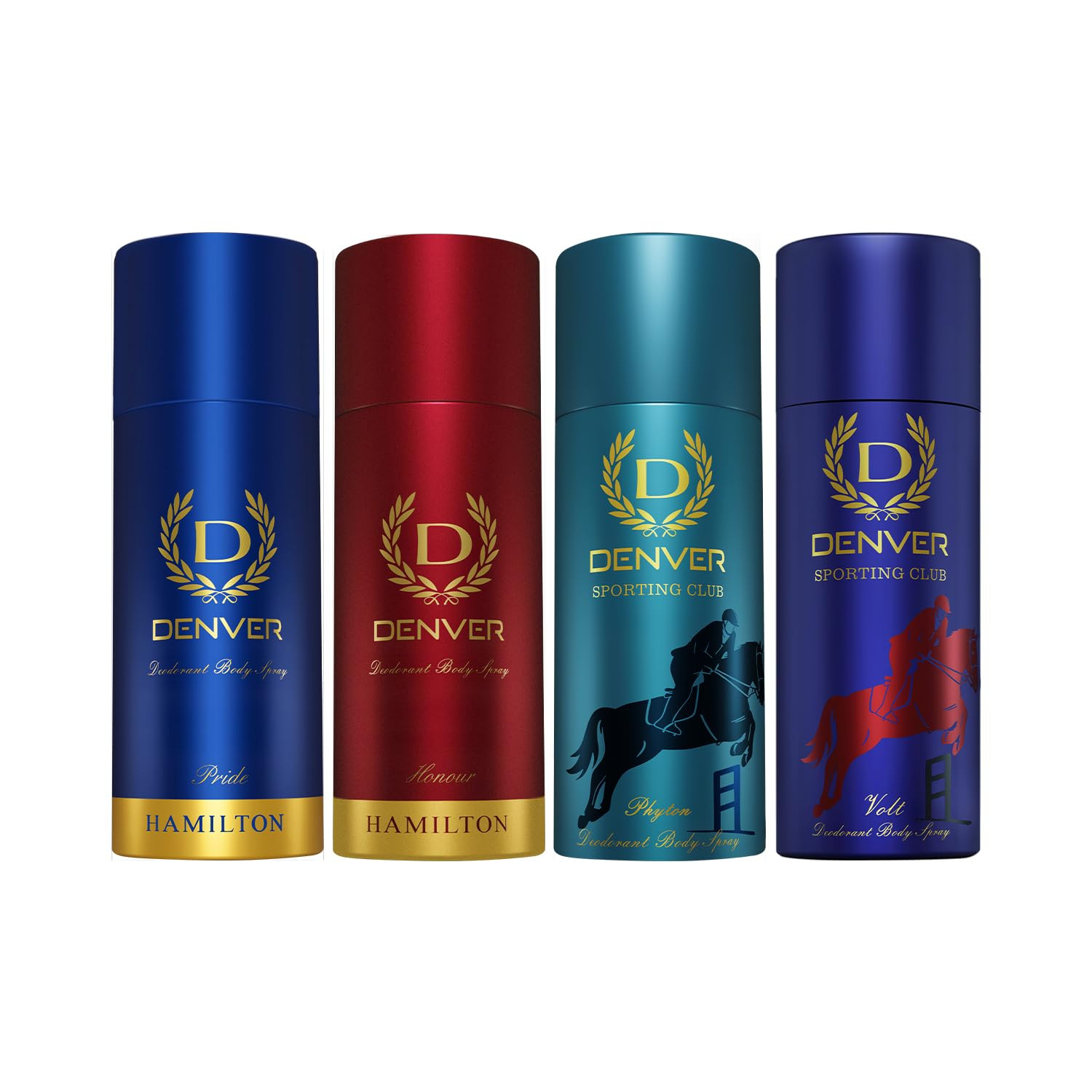 Denver Honour, Pride - 150 ML Each & Volt, Phyton 165 ML Each, Deodorant For Men, Pack of 4|Long Lasting Deodorant For Men
