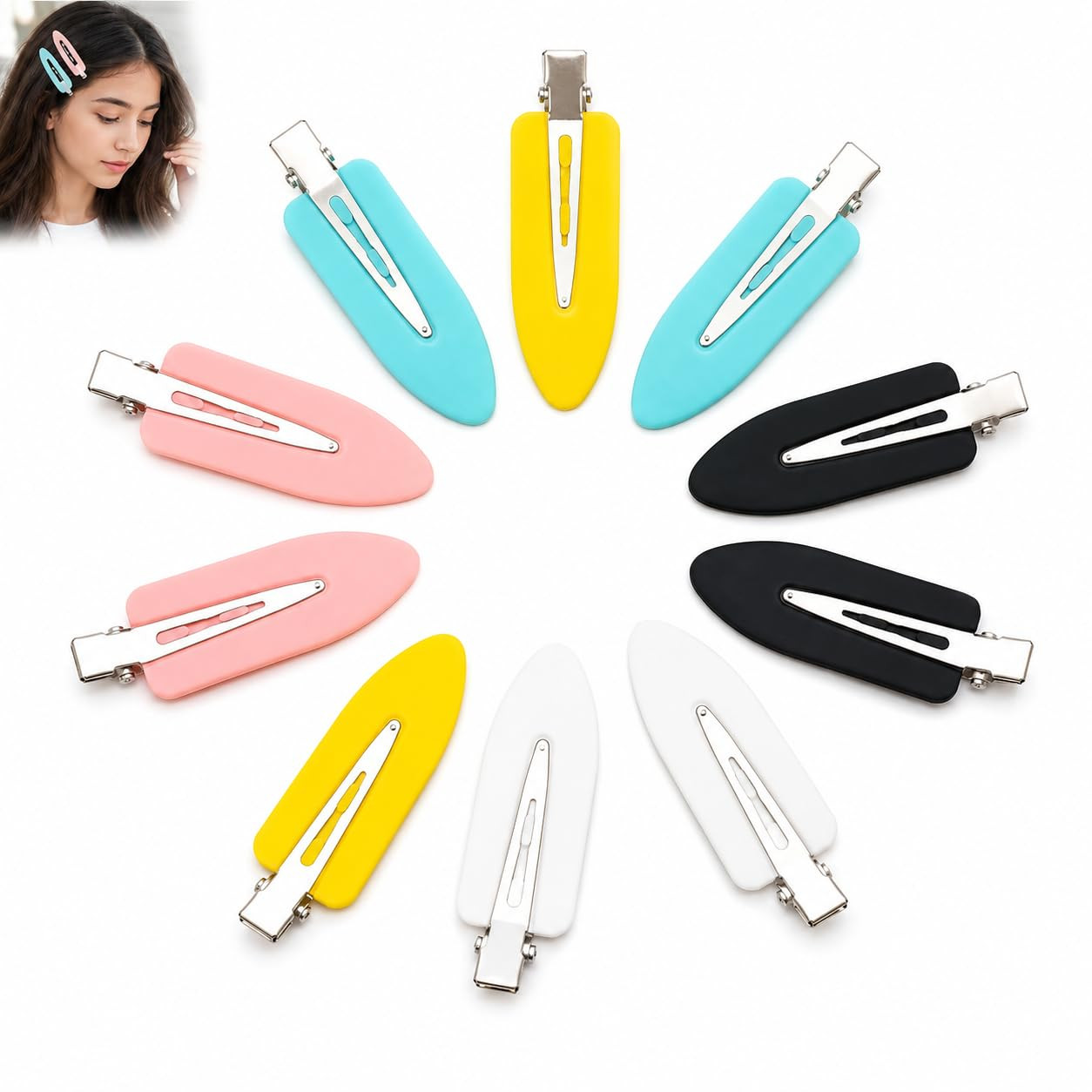 Multicolor No Bend Hair Clips Pin Curl Clips Makeup No Crease Hair Clips For Women (Pack Of 10.