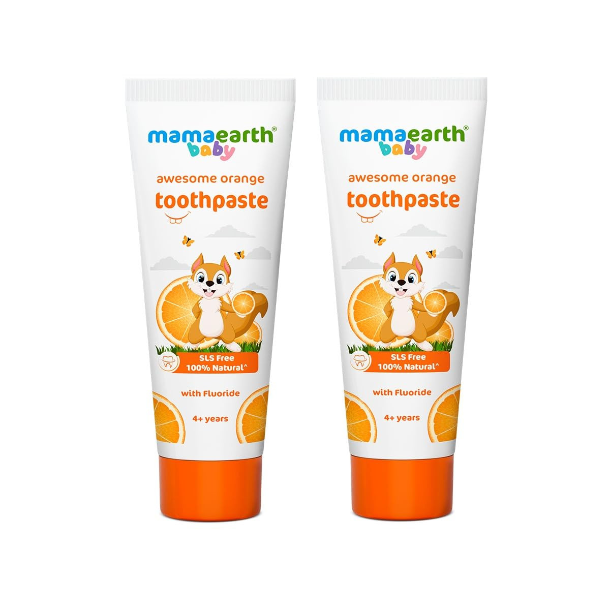 Mamaearth Awesome Orange Toothpaste For Kids With Fluoride - 50 g (Pack of 2) | Sulfate Free | Cleanses Teeth | Provides Healthy Teeth & Gums