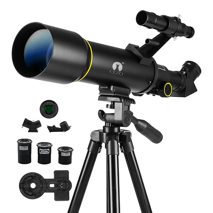 Telescope for Adults High Powered, 70mm Aperture 400mm Portable Professional Refractor Telescopes (20x-200x) for Kids & Astronomy with 43 Inch Tripod Stand, Phone Adapter, & Moon Filter
