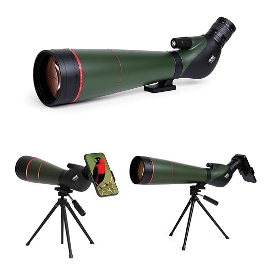Hiniso 100mm Spotting Scope with Tripod & Phone Adapter | 25-75x Dual Focus Zoom HD Telescope for Bird Watching, Stargazing, Target Shooting | Waterproof BAK4 Prism, Carry Case Included (25-75x100)