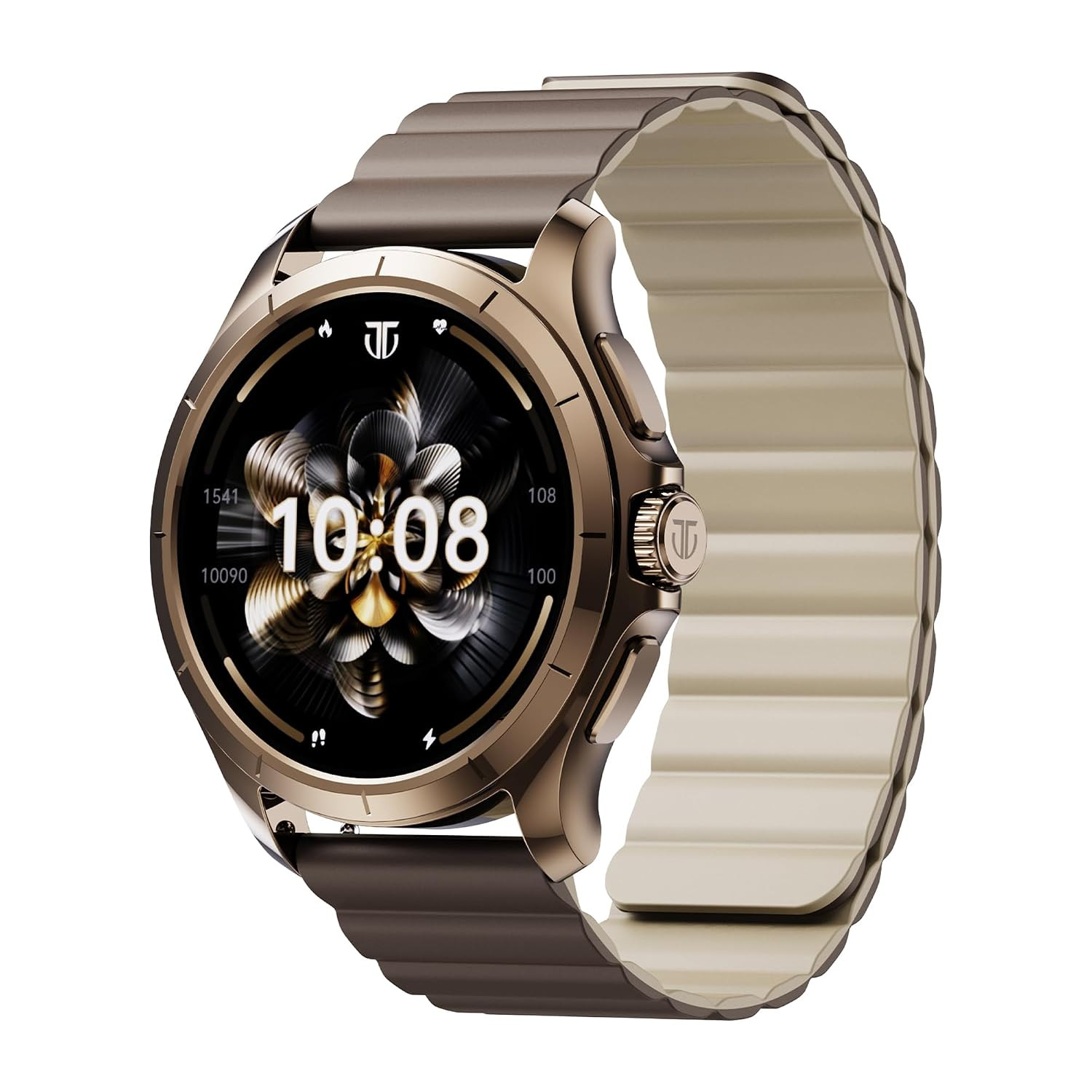 Titan Evoke 2.0, 1.32" AMOLED Display Smart Watch with AOD,1000 Nits, Functional Crown, Magnetic Strap, Metal Body,Fast Charge,24/7 Health Suite, BT Calling, SpO2, HRM, IP68 Smartwatch - Cocoa Brown