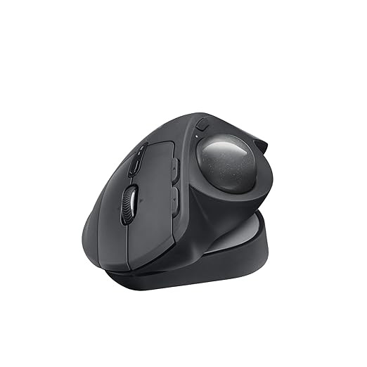 Logitech MX Ergo S Advanced Wireless Trackball Mouse with Free Adobe Subscription, USB-C Rechargeable Wireless Ergonomic Mouse with Bluetooth and Encrypted Dongle, 6 Programmable Buttons, for PC/Mac.