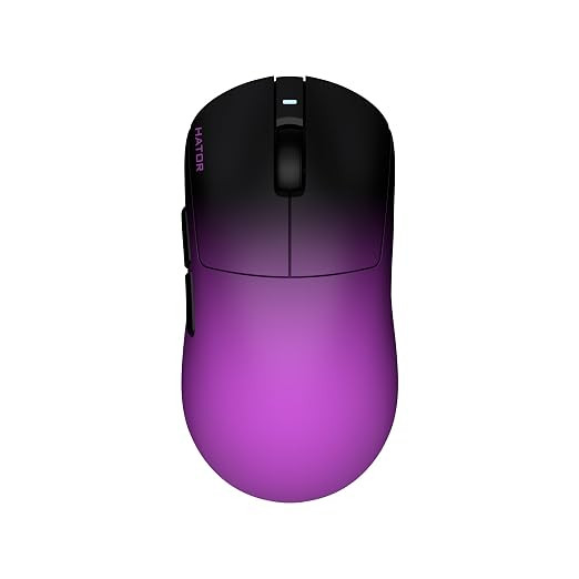 HATOR Quasar 3 Ultima 8K Ultra Lightweight Wireless Gaming Mouse True 8K Hz Polling Rate, 100-Million Optical Switches, 30K DPI Sensor, PixArt PAW3950, 2.4GHz, Bluetooth, 52g - Black-Violet Gradient.