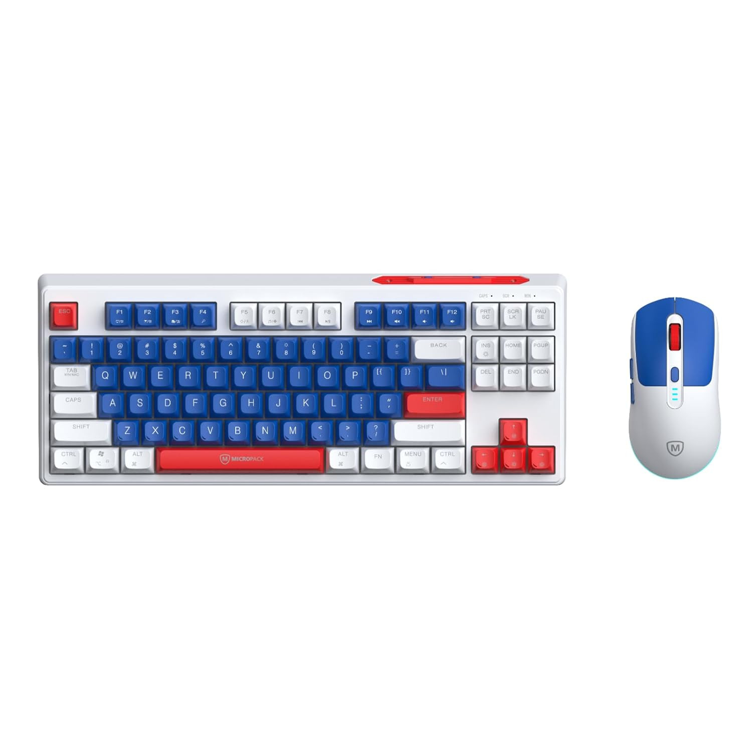 Computer Wireless Keyboard and Mouse Combo with Type-C Dongle for PC Laptop, 2.4 GHz Rechargeable RGB Backlit Creamy Keyboard Works with Windows & MacOS (Navy).